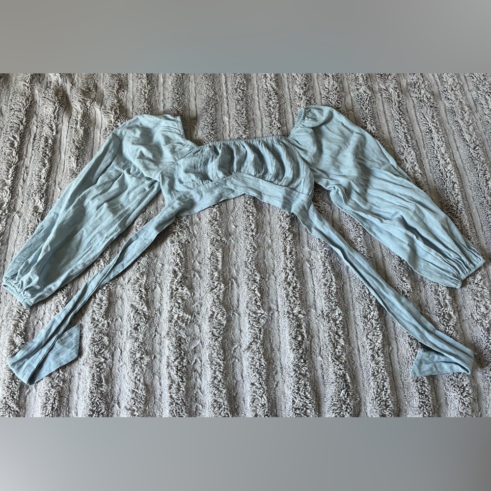 Small Blue tie crop top